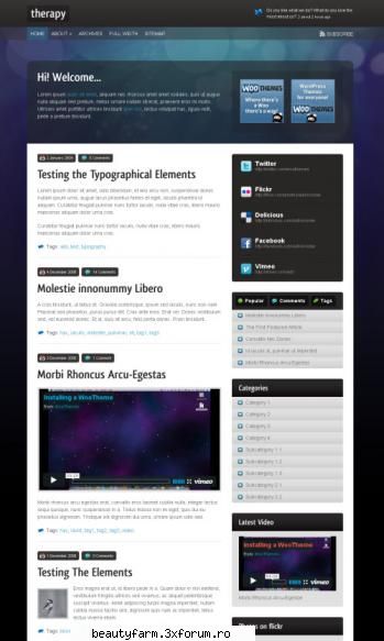 features* social profiles widgetized zone with custom widgets display your twitter, facebook, vimeo,